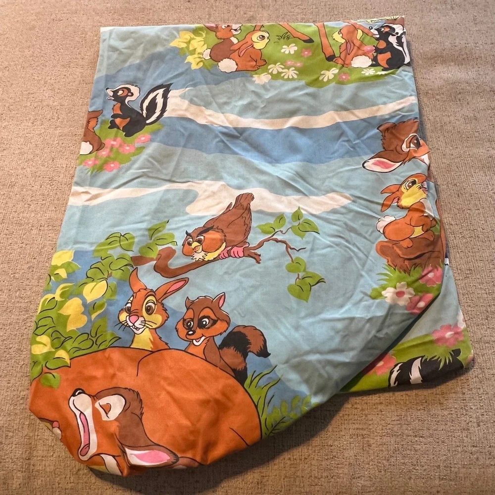 Vintage Disney Bambi Twin Sheet Set Pillowcase Sears Perma Prest Percale